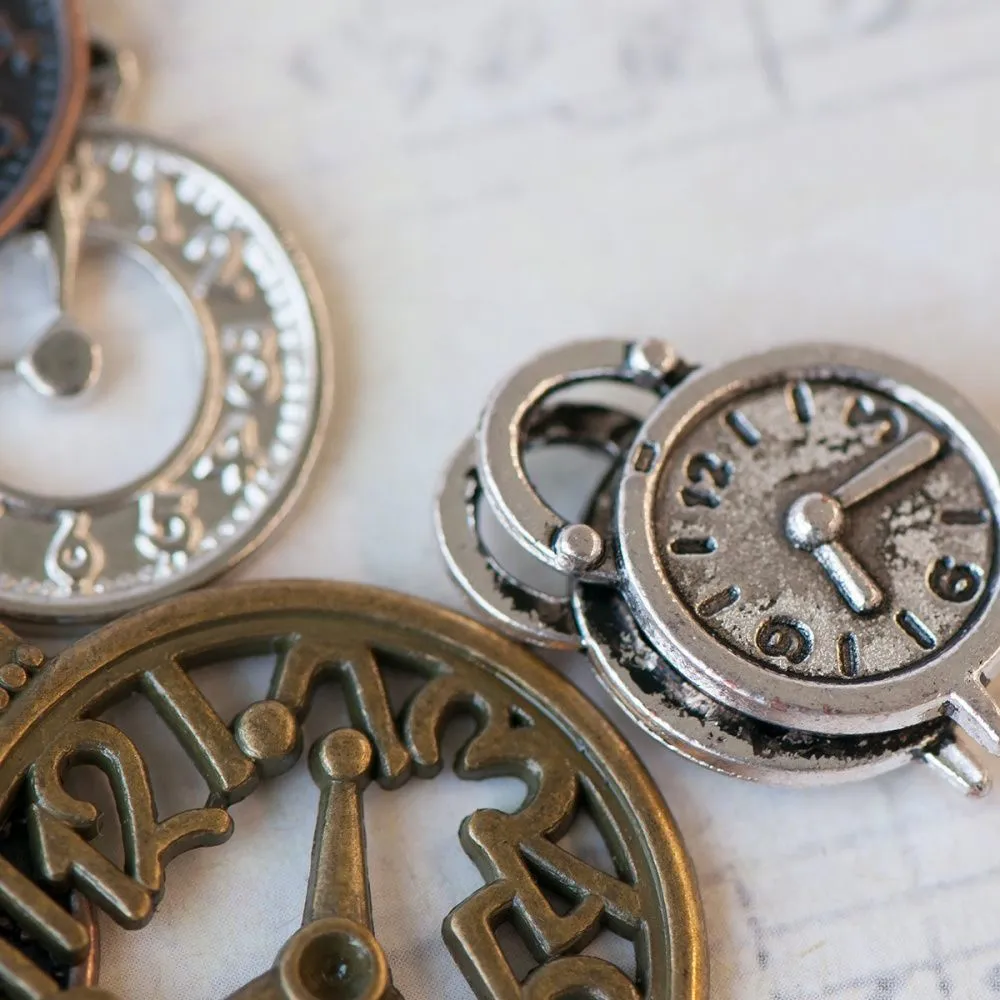 микс металлический из подвесок "часы", цветовой и размерный микс (уп 20 г)