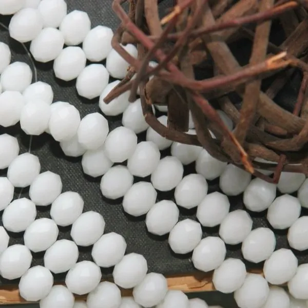 бусина, имитация нефрита, стекло абакус, цвет белый непрозр., 8х6 мм