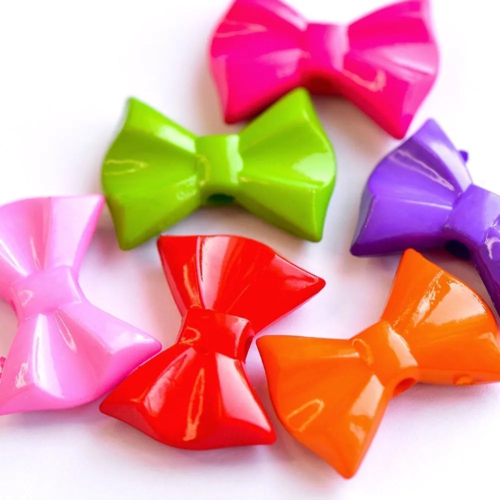 бусина, акрил "бантик", цветовой микс, 19x26x7 мм