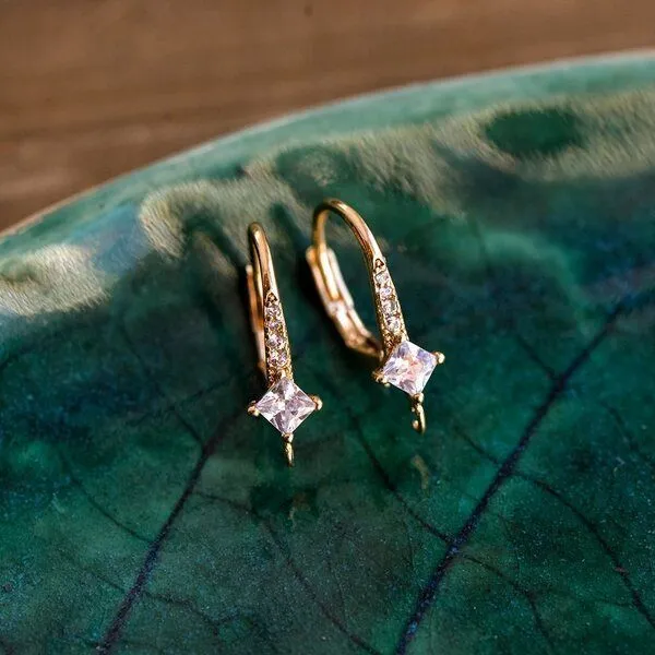 швензы "люкс", с цирконием, позолоченные, 18x11.5x5 мм 