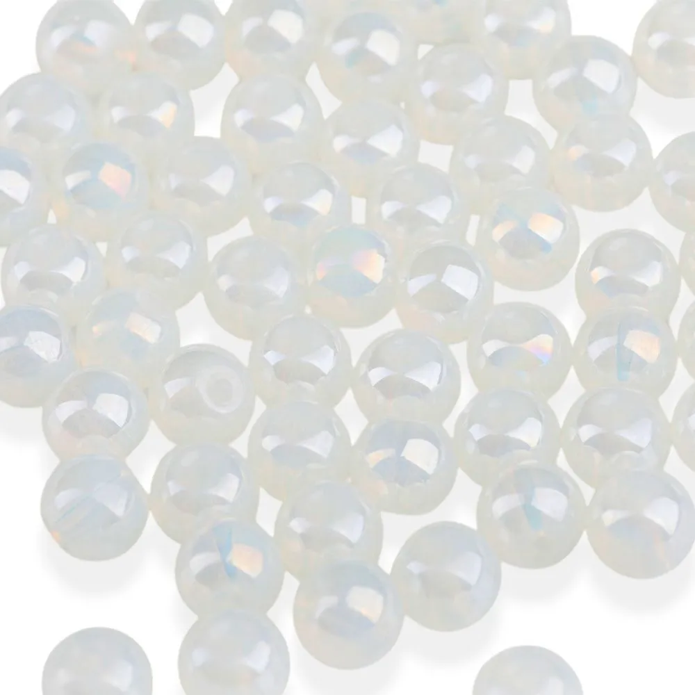 бусина, стекло 6, цвет опаловый ав, 6-6.5 мм