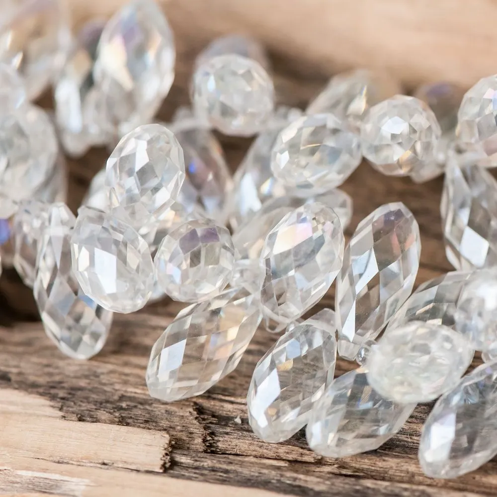 бусина "капля", граненая, стекло, цвет прозрачный, 20х10 мм