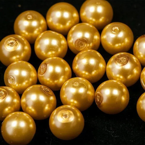 бусина, имитация жемчуга, стекло 12, цвет хаки, 12 мм (уп 10 шт)