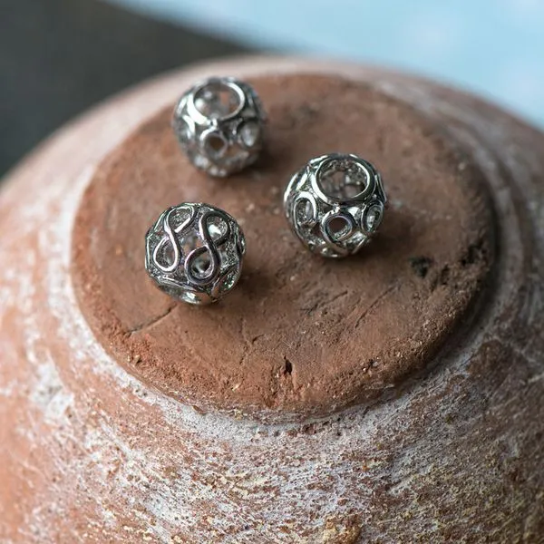 ес бусина металл "инфинити", цвет платина, 11x9.5 мм