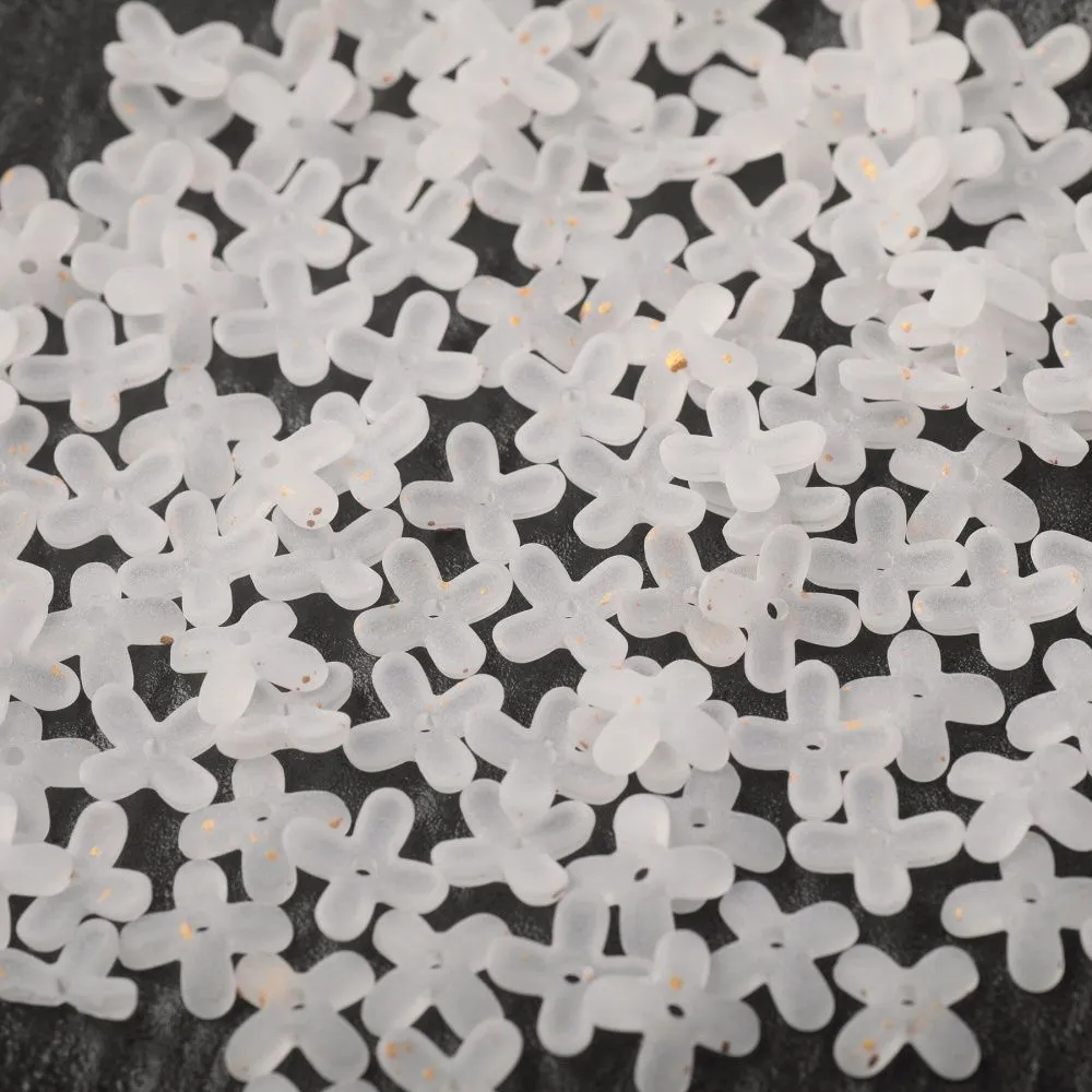 бусина, акрил "клематис", матовая, цвет белый, 11.5x11.5x3 мм