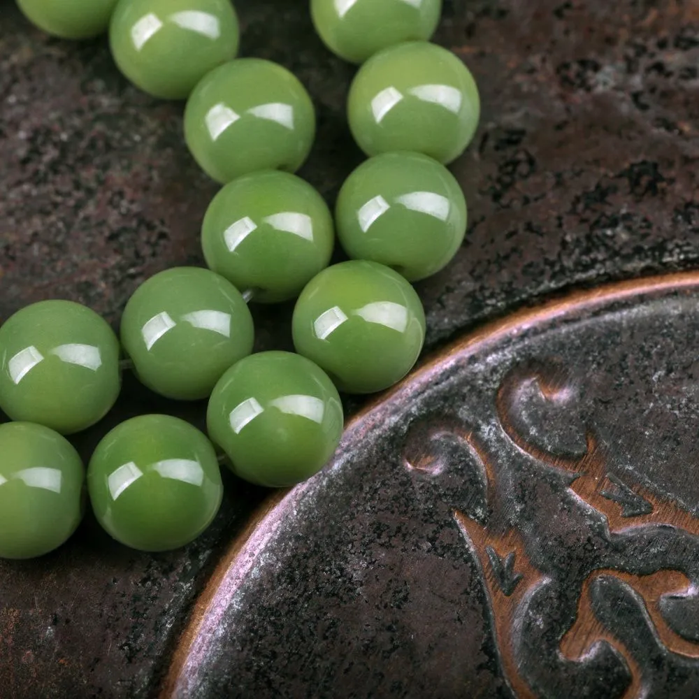 бусина, стекло 10, цвет лайма, 10 мм