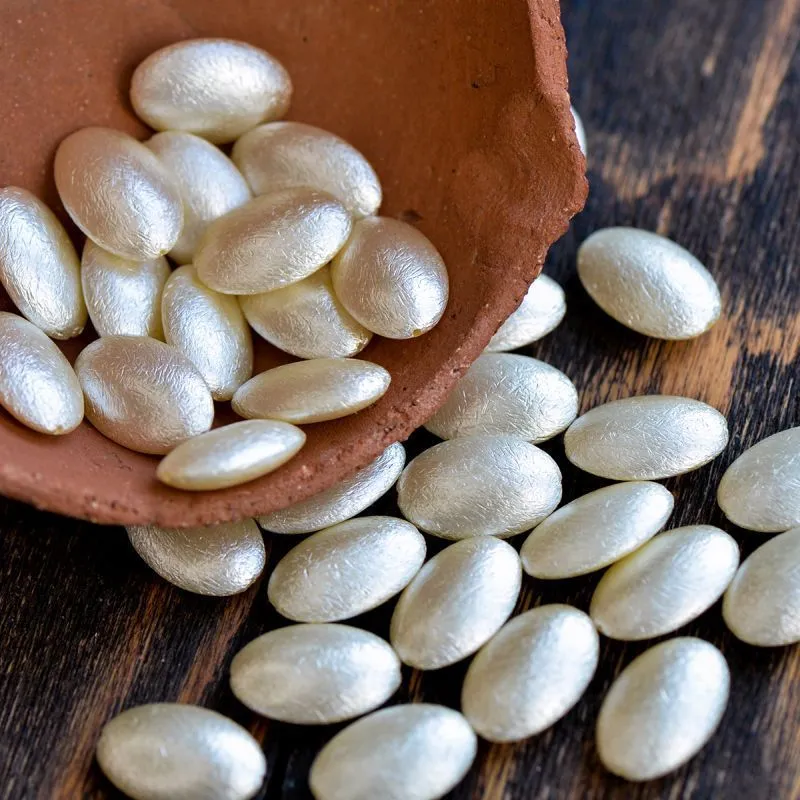 бусина, имитация хлопкового жемчуга, плоский овал, акрил, сливочный, 20x13.5x6.5 мм