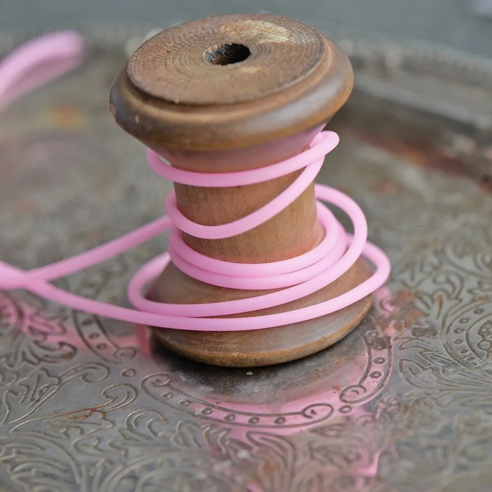 шнур резиновый, с отверстием, цвет розовый, 2 мм
