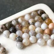 Бусина агат бамбуковый, цвет натуральный, 8 мм (стренд 12 шт.)