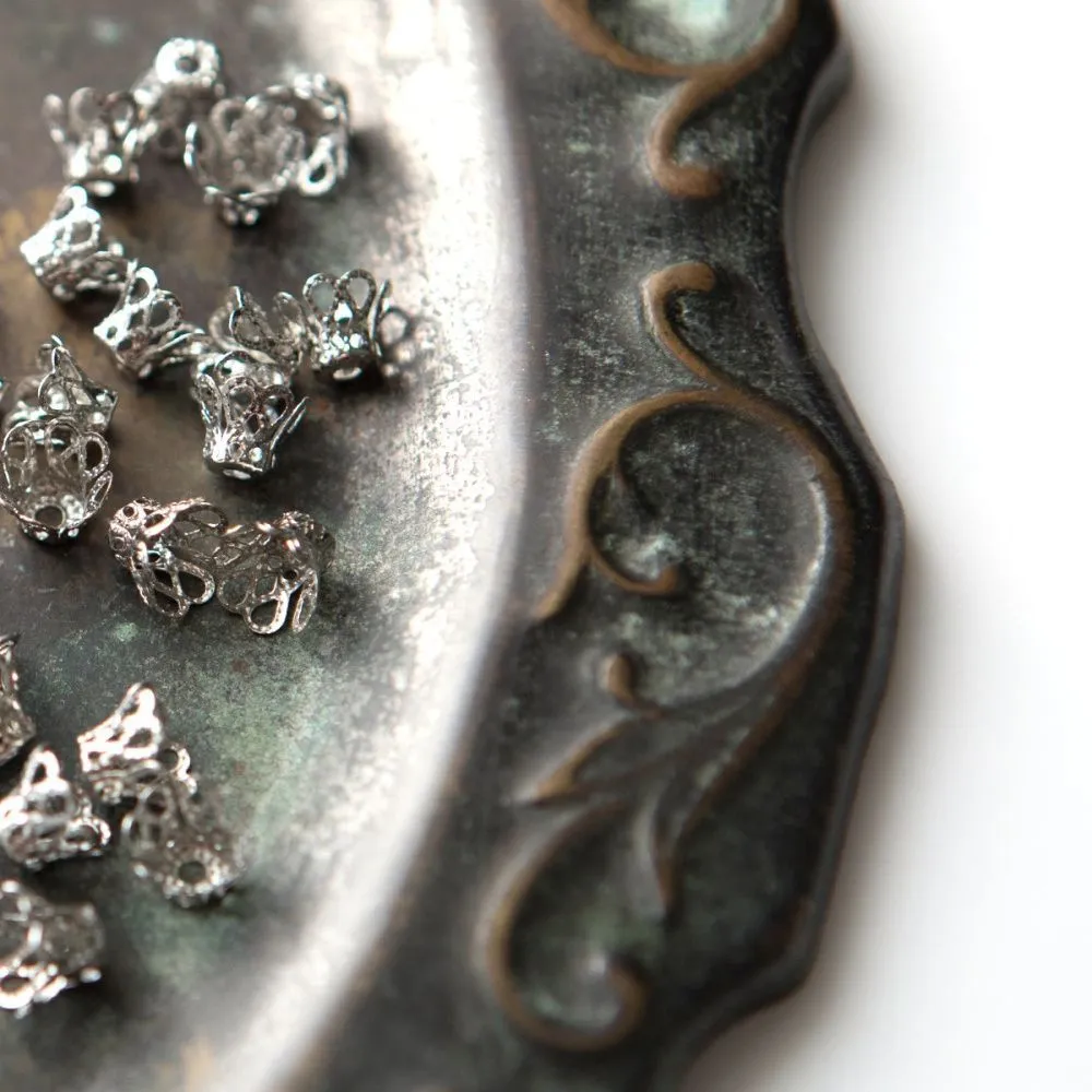 колпачок для бусин "стаканчик большой", цвет платина, 9х7 мм