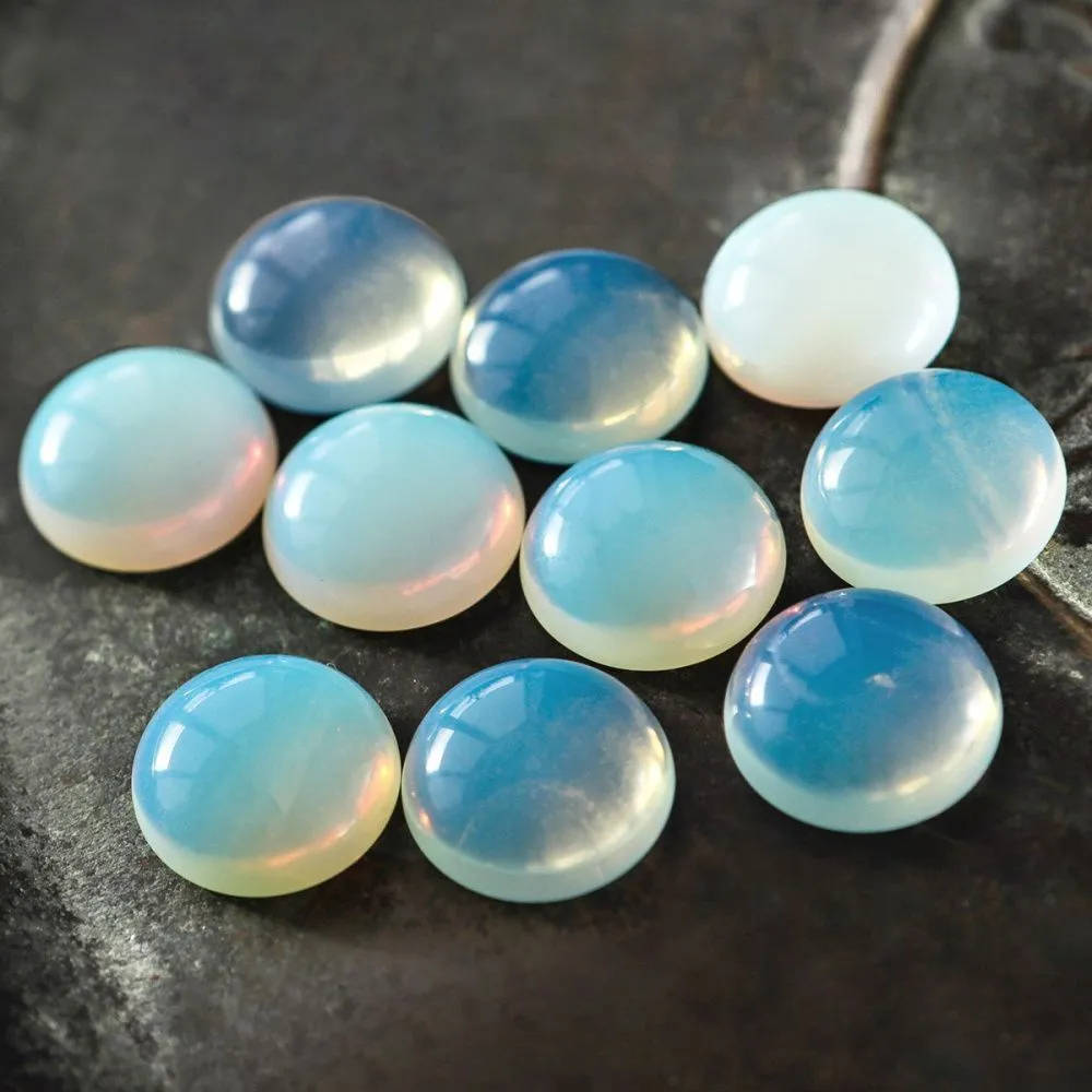 кабошон стеклянный, круглый, опалит, 16x6 мм