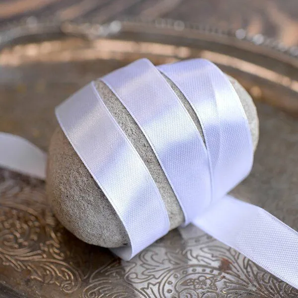 лента, атлас, цвет белый, ширина 15 мм ленты