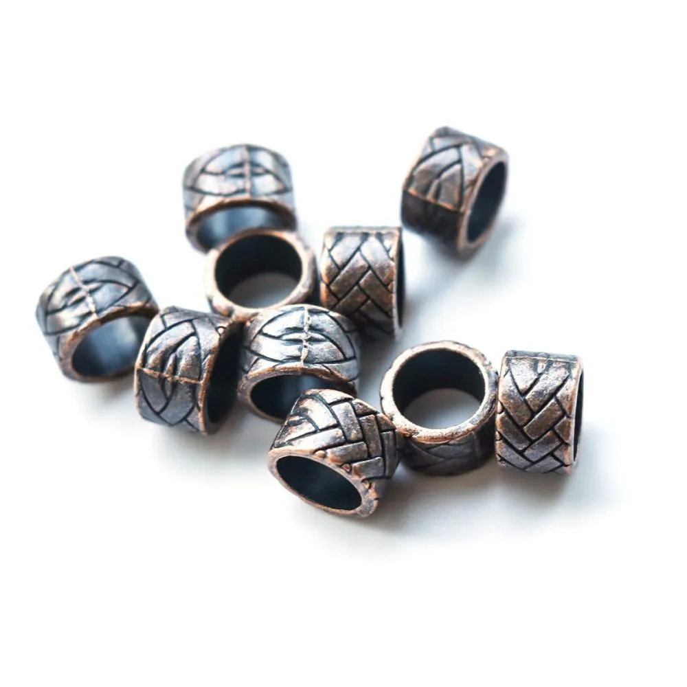 ес бусина металл "плетёнка", цвет красная медь, 13x8 мм