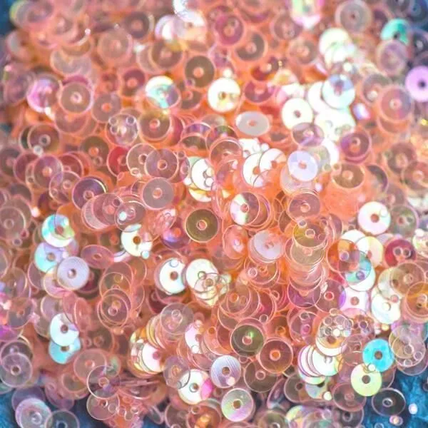 пайетки плоские, персиковый перламутр радужный, 4 мм