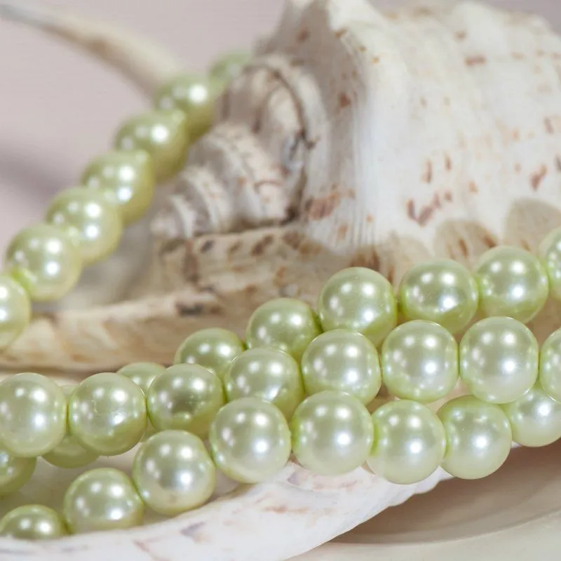 бусина, имитация жемчуга, стекло 12, цвет бледно-зеленый, 12 мм (уп 10 шт) 