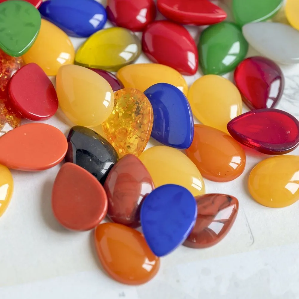 кабошон из смолы "джелли" капля, цветовой микс, 18.5x13x5 мм