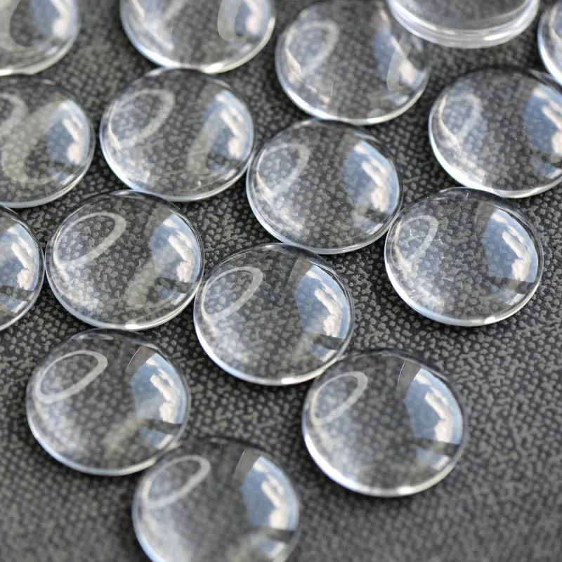 кабошон стеклянный, круглый, прозрачный, 25х6 мм