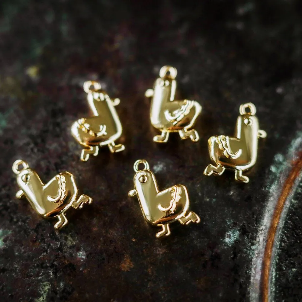 подвеска металл "гусь", позолота, 14x9 мм