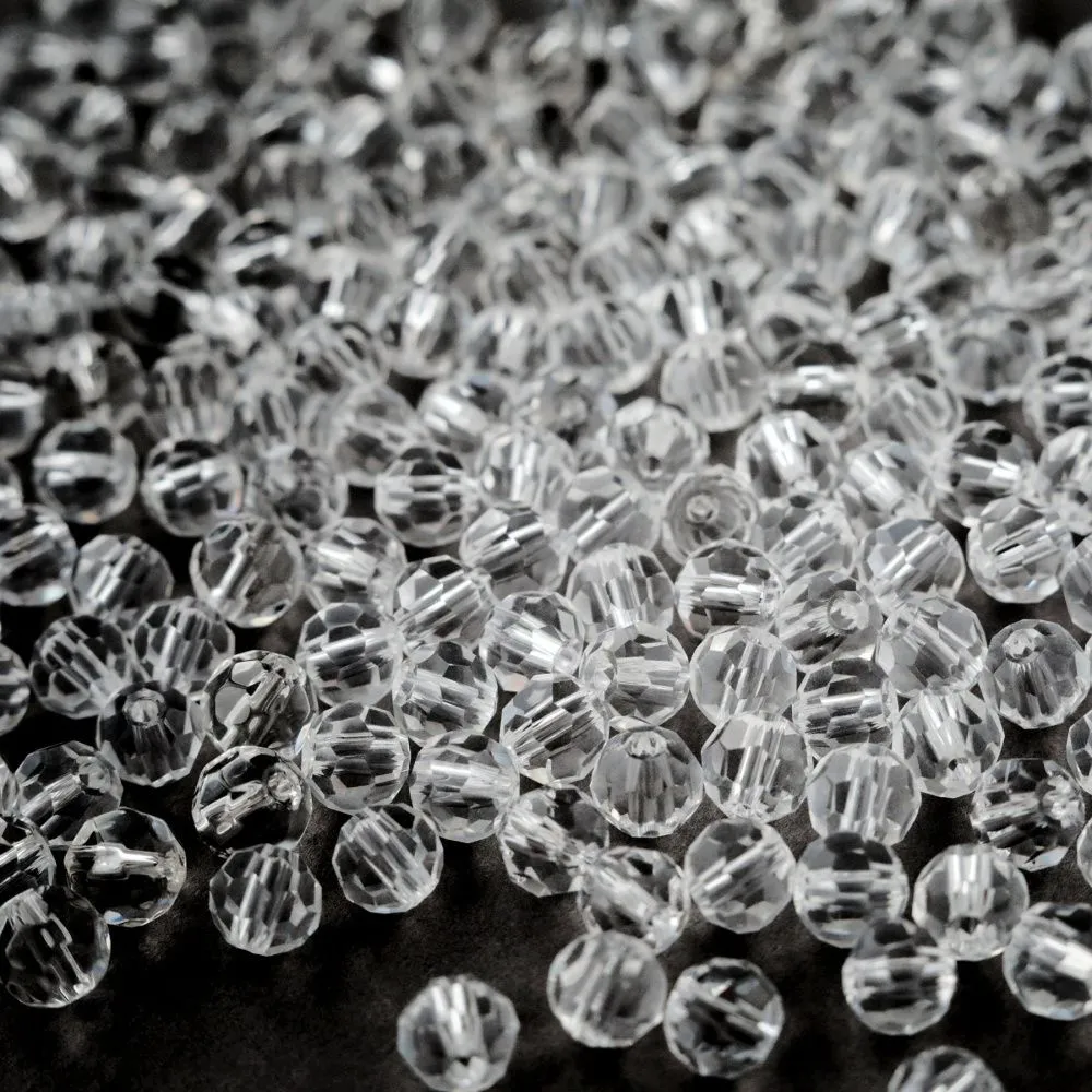 бусина, стекло 6, граненая, цвет прозрачный, 6 мм