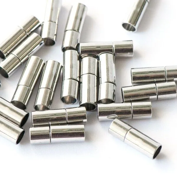 Замочки застежка "кассет", цвет платина, 18х6 мм, отверстие 5 мм