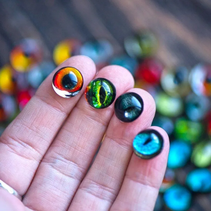 кабошон стеклянный "звериный глаз", с принтом, 12х6 мм