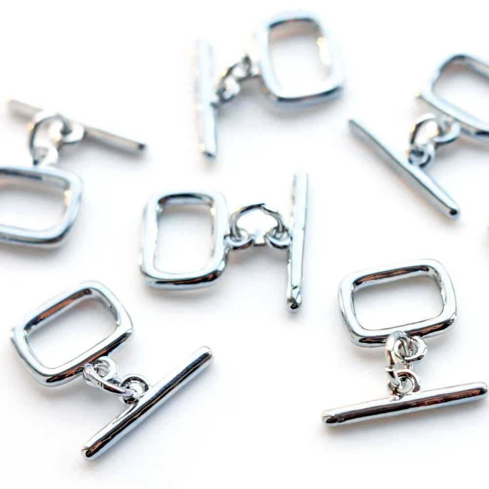 застежка-тоггл "квадро", покрытие платина, 11x10.5x1.5 мм