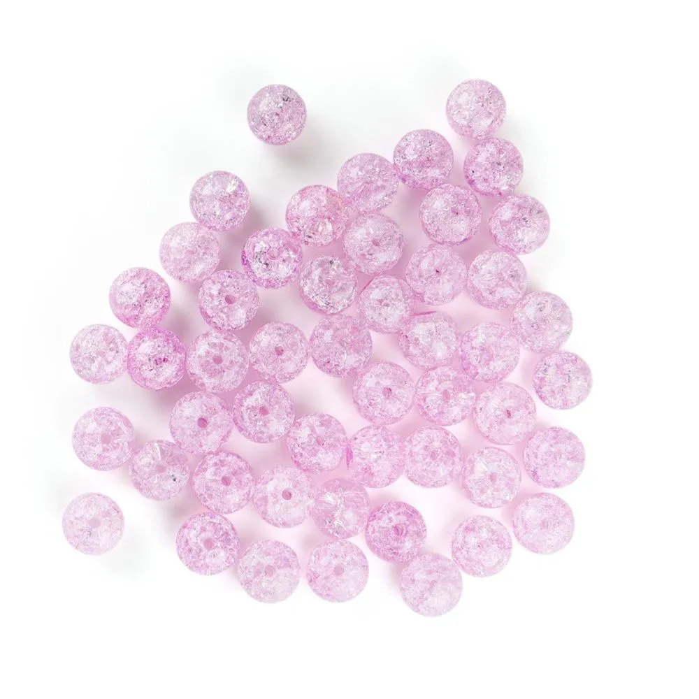 бусина, стекло "кракле", цвет светло-сливовый, 8 мм