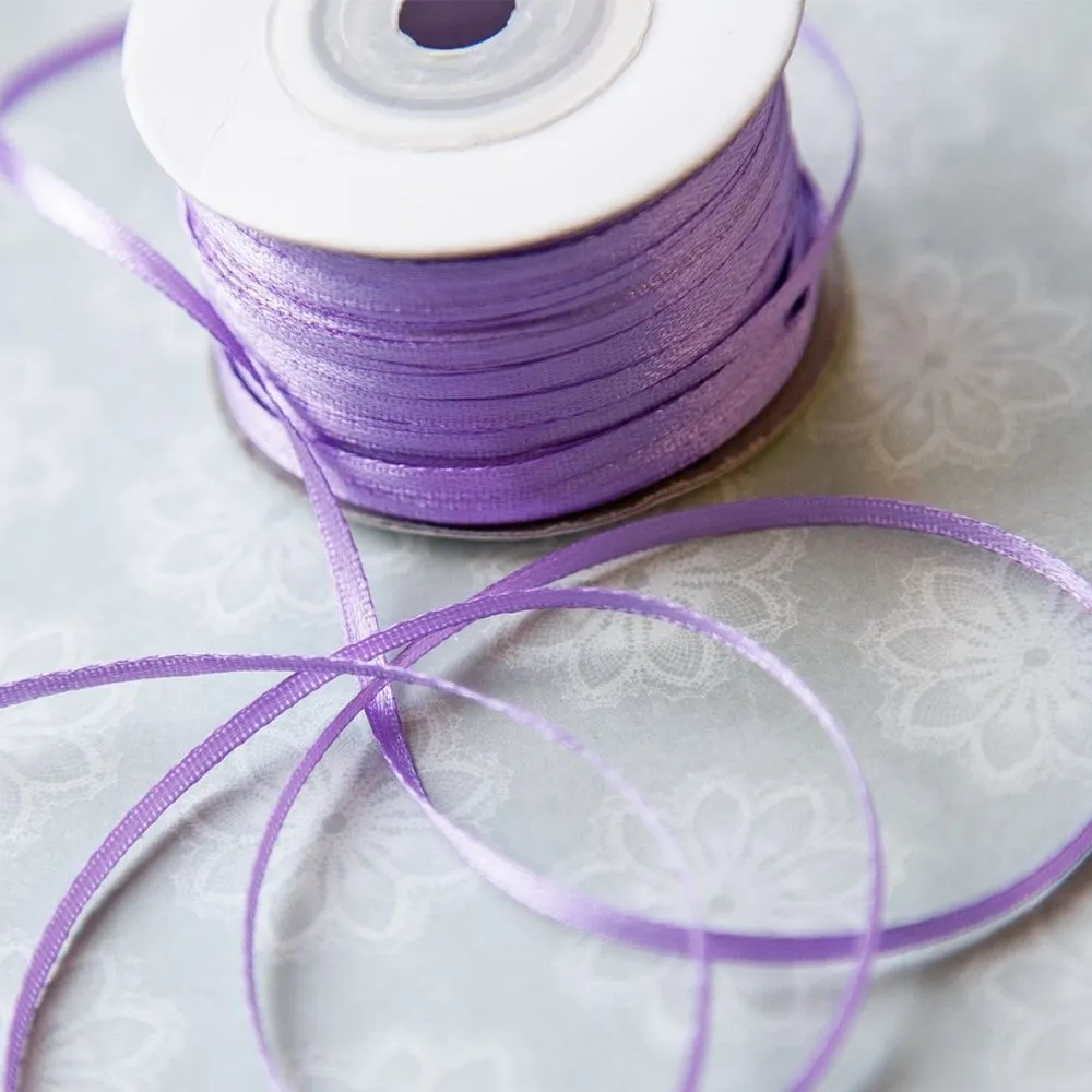 лента, атлас, цвет сиреневый, ширина 3 мм ленты