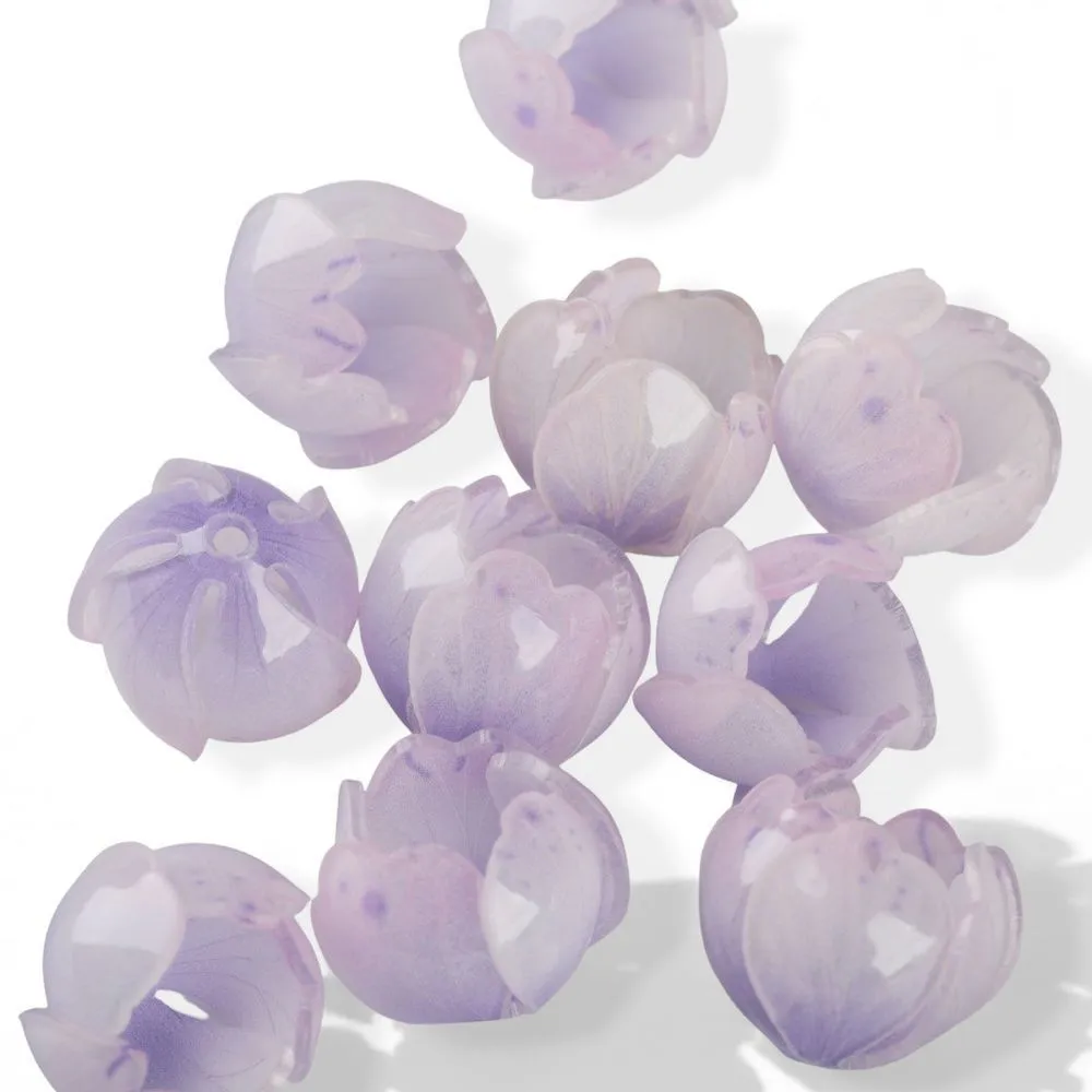 бусина, акрил "бутон", цвет белый/сиреневый, 14x16x16 мм