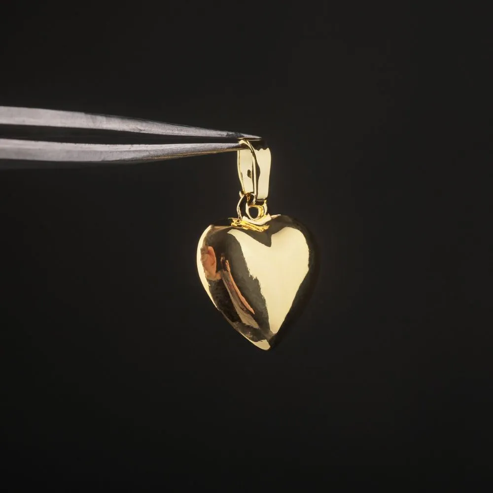 подвеска металл "сердце 3д", позолота, 18x15x7 мм