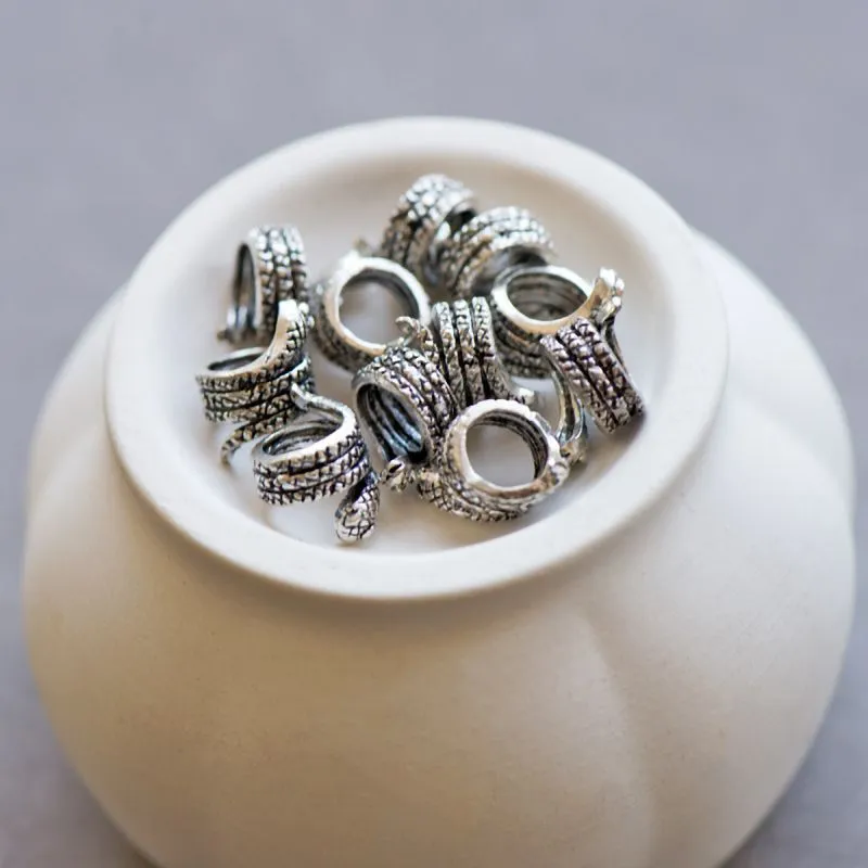 ес бусина металл "змейка", цвет античное серебро, 10x9 мм