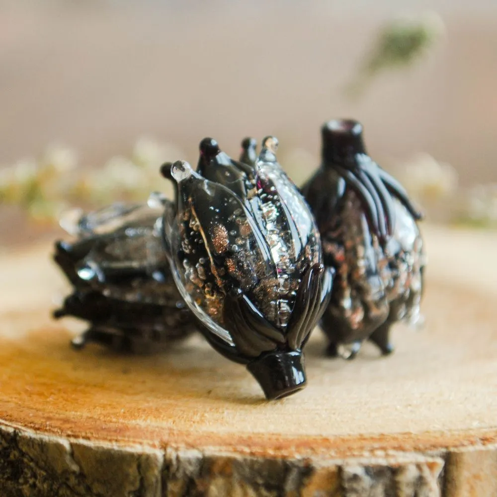 бусина, мурано "колокольчик", фигурная, черный, 17х14 мм