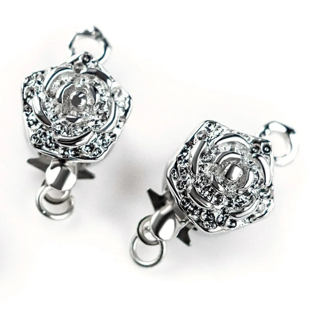 замок для украшений "цветок", цвет платина, 15x10 мм