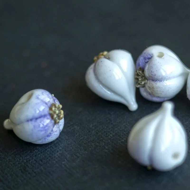 бусина, мурано "чеснок мелкий", белый, 15х14 мм