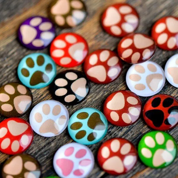 кабошон стеклянный, круглый, с принтом, 12х4 мм