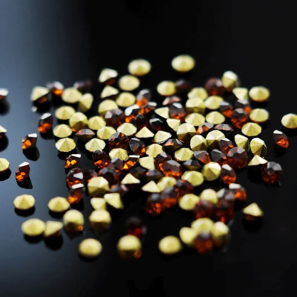стразы горный хрусталь, цвет коньячный, 2.2 мм (уп 10 шт)