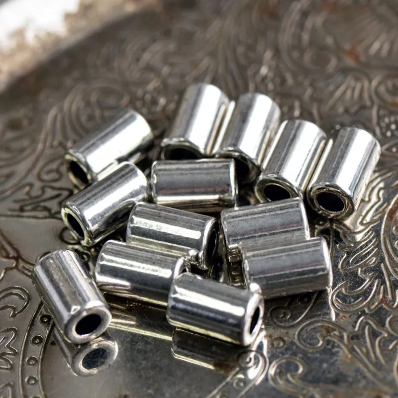 ес бусина металл "тубус", цвет античное серебро, 15x9.5 мм