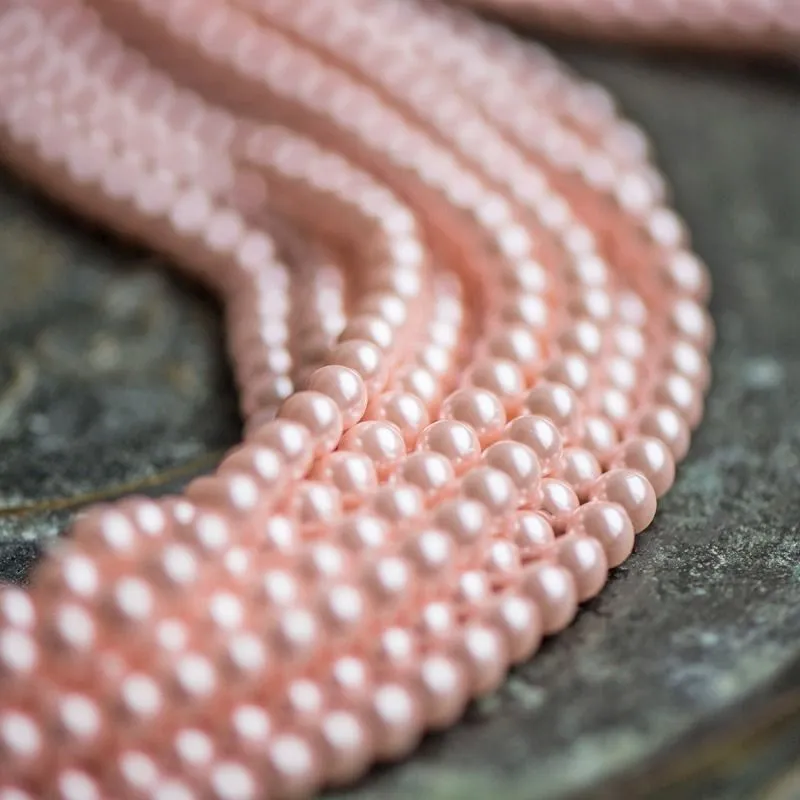 бусина, имитация жемчуга, стекло 6, цвет розовый, 6 мм