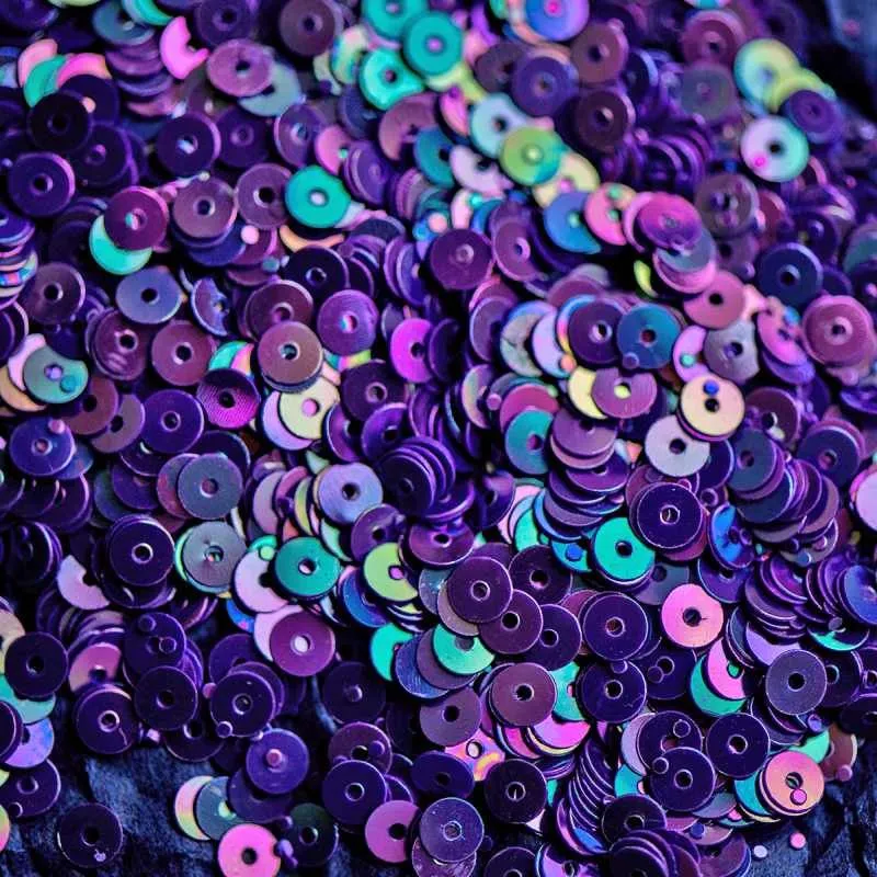 пайетки плоские, сиреневый яркий перламутр радужный, 4 мм