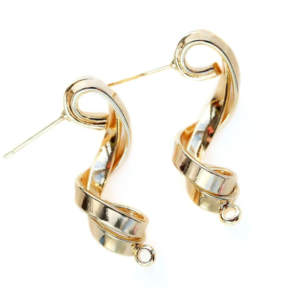 пуссеты "твисти", позолоченные, 28x10 мм