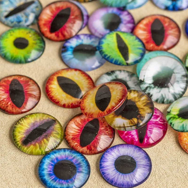 кабошон стеклянный "глазки", с принтом, 20х6 мм