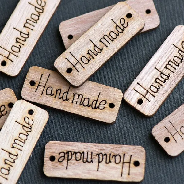 коннектор деревянный "handmade", цвет натуральный, 40x15x2 мм