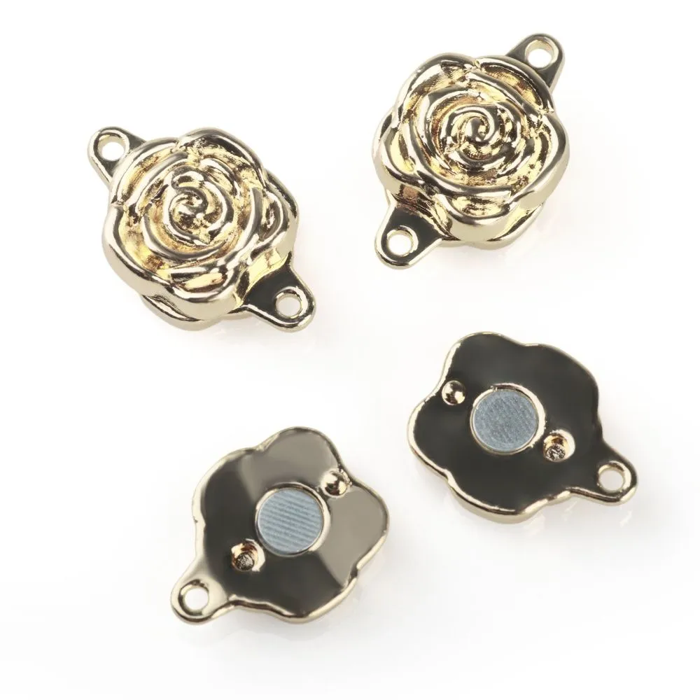 застежка магнитная "роза", позолота, 18x11.5x6 мм