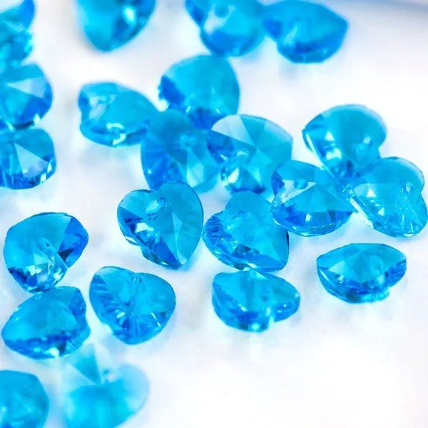 подвеска стеклянная "сердце", граненая, цвет небесно-голубой, 10х10х5 мм