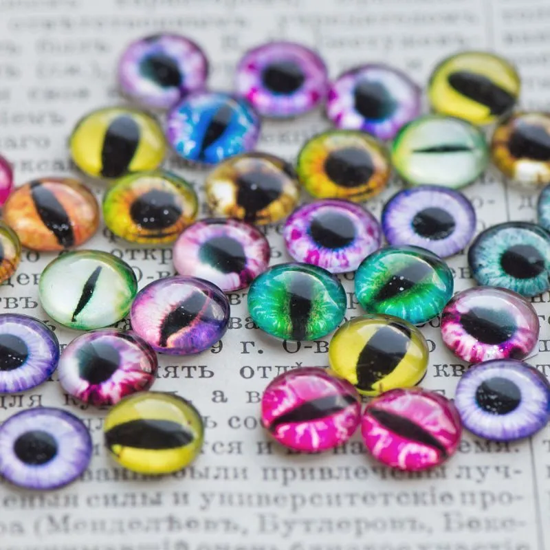 кабошон стеклянный "глазки", с принтом, 10х4 мм