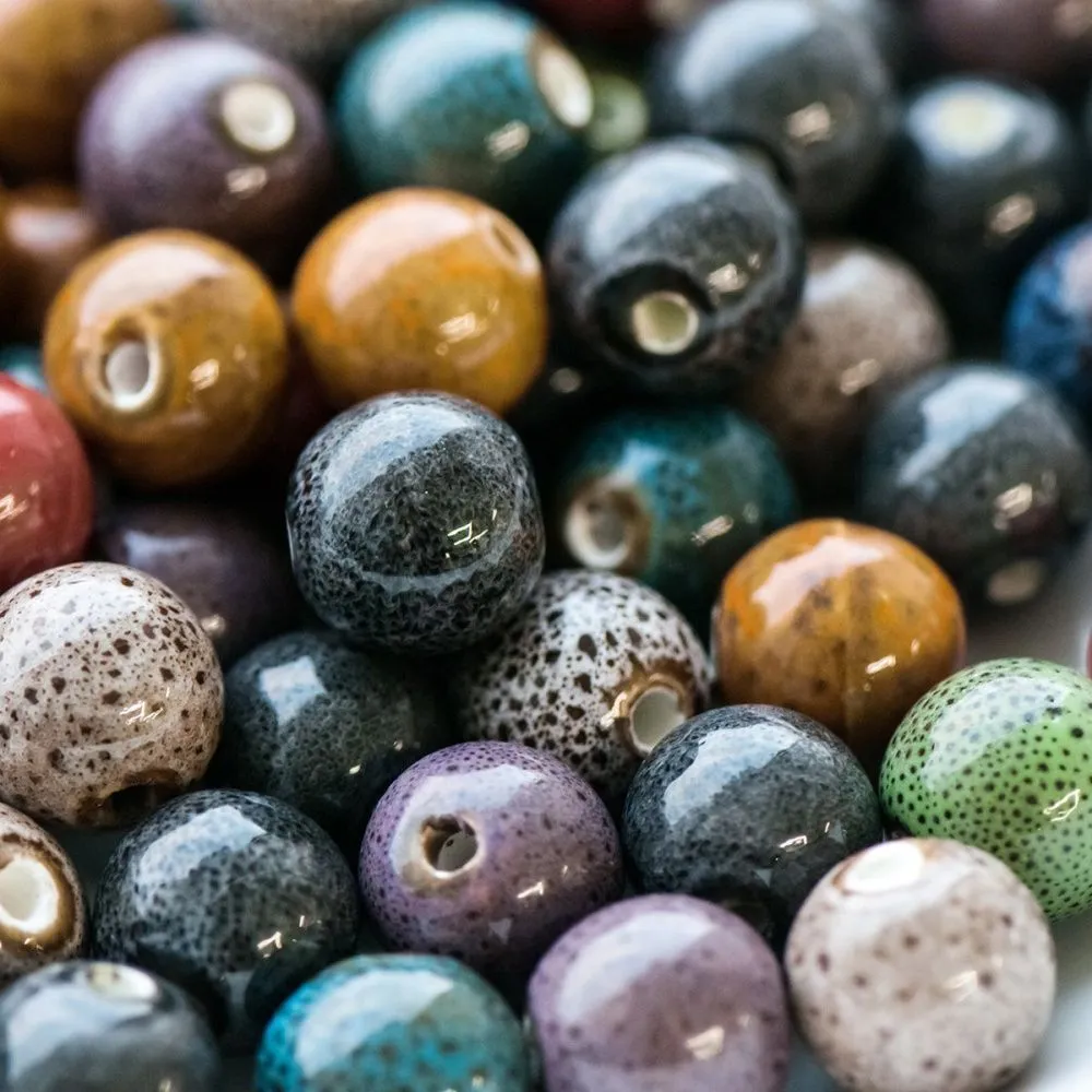 бусина, керамика "антик", цветовой микс, 14-16 мм 