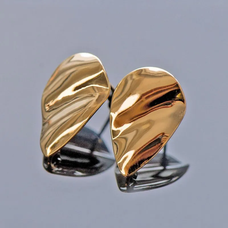 пуссеты "капля-шифон", позолоченные, 19.5x13 мм