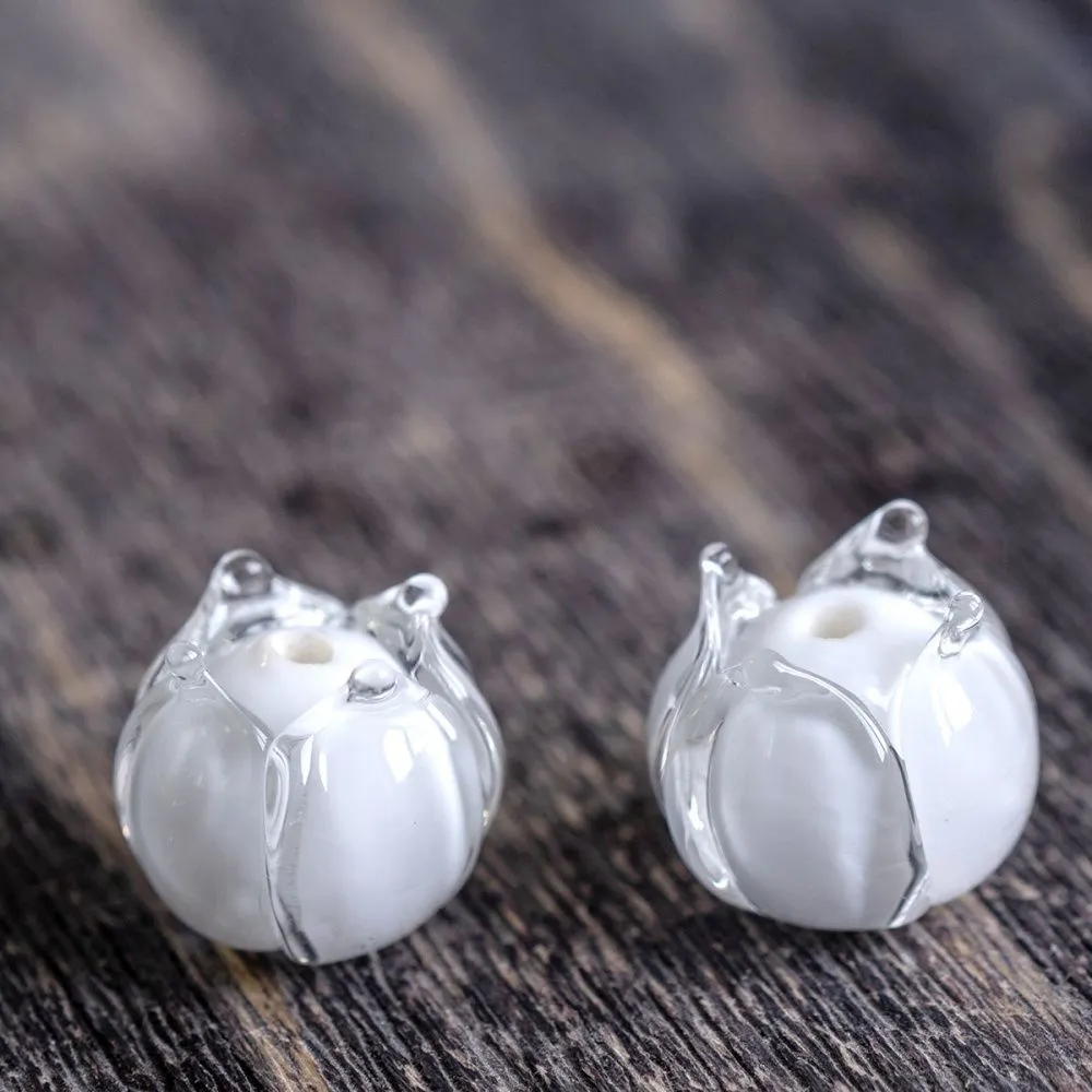 бусина, мурано "бутончик", белый, 13х12 мм