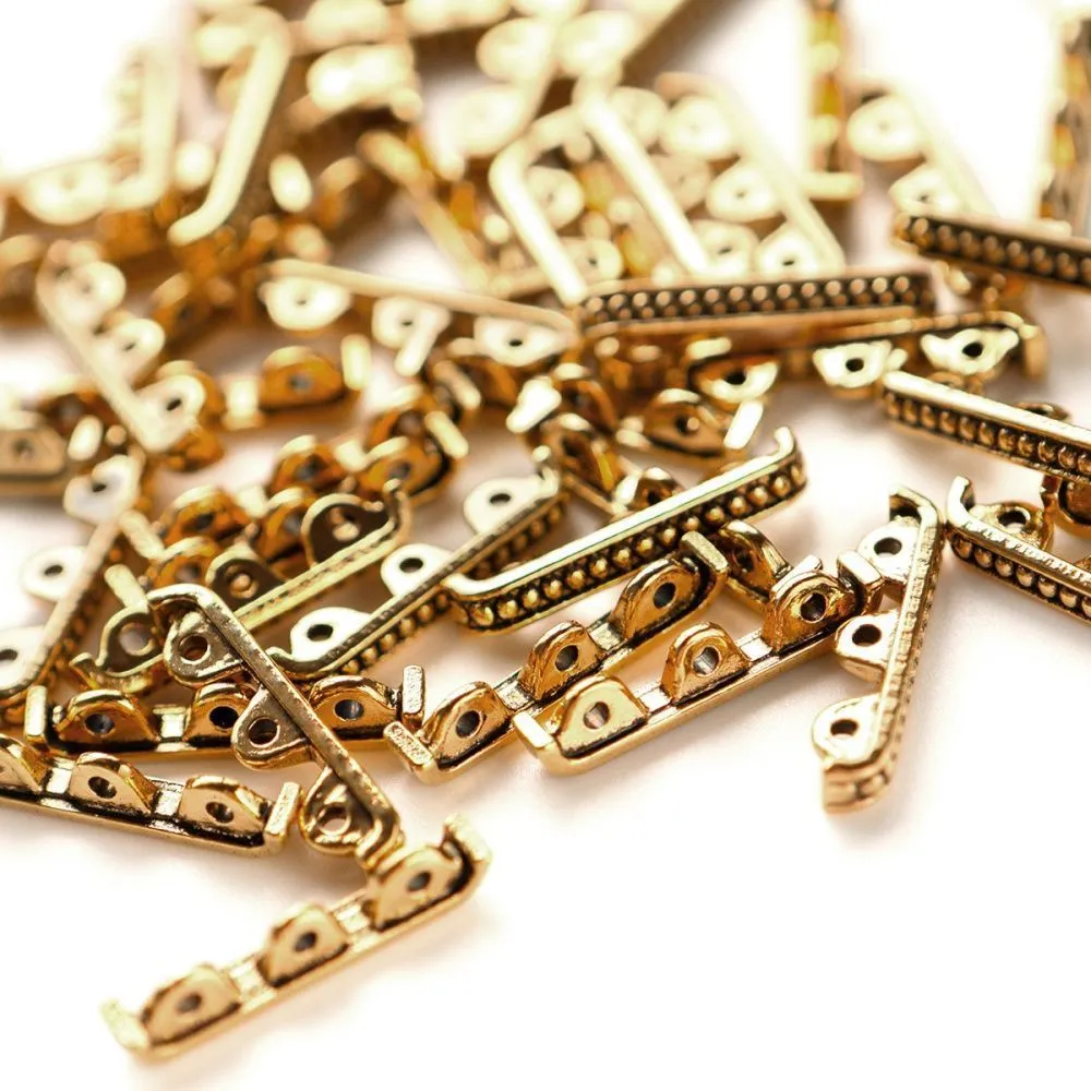 разделитель тройной "планка", цвет античное золото, 24x4x6 мм