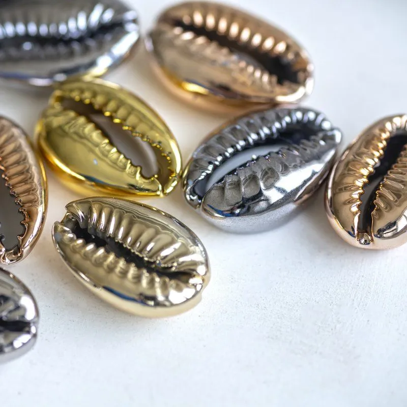 подвеска металлизированная "каури", цветовой микс, размерный микс